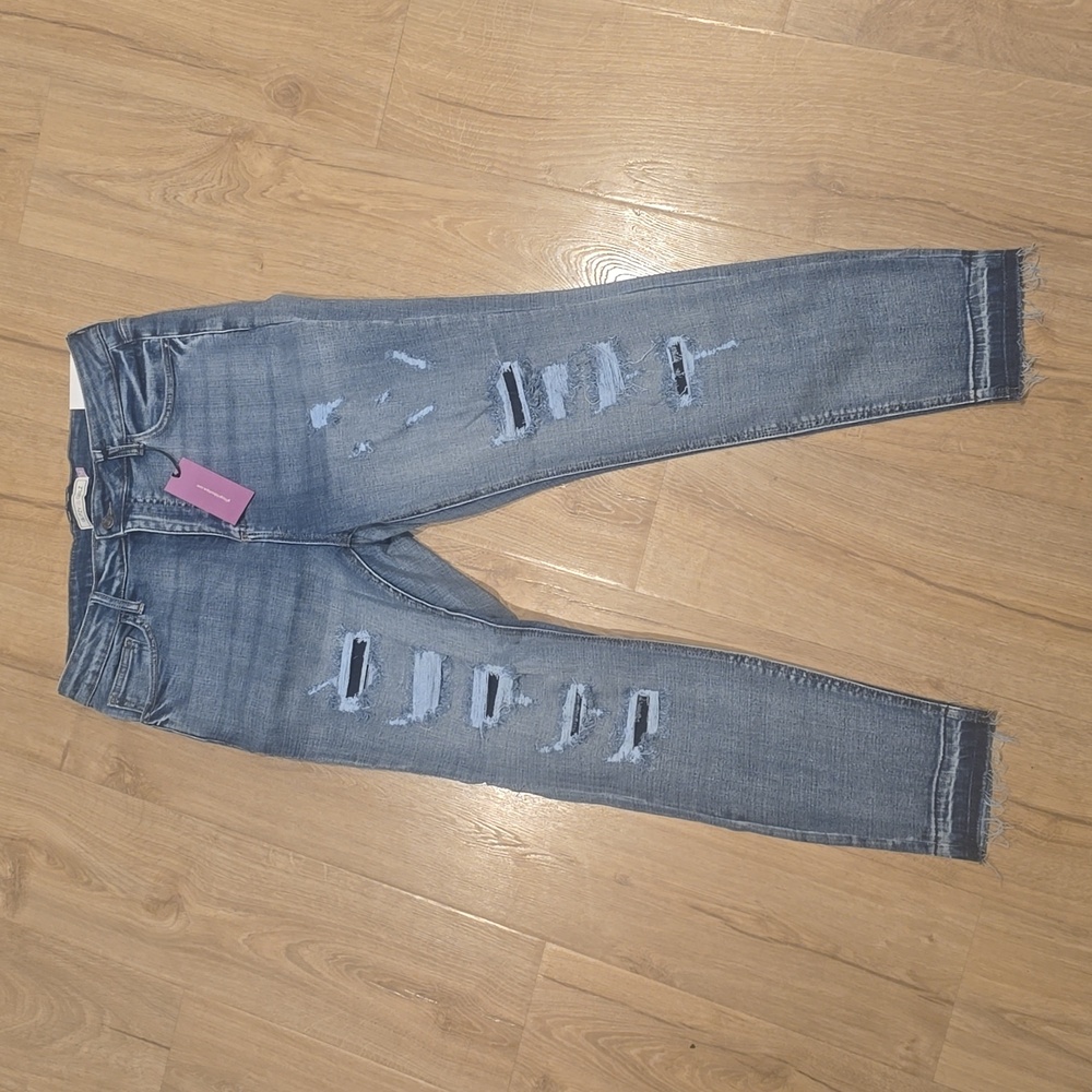 Glitzy girls distressed skinny jeans size 16 NEW